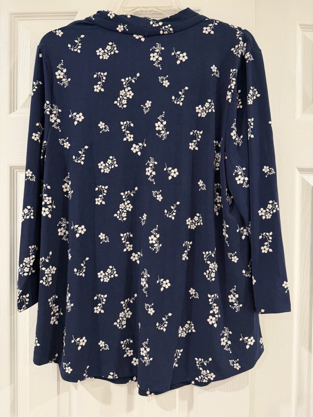 Charter Club Navy Blue Floral V-Neck Blouse - Picture 2 of 4